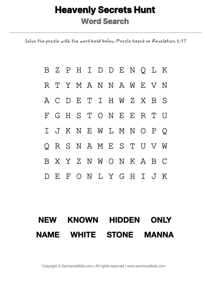 The White Stone word-search